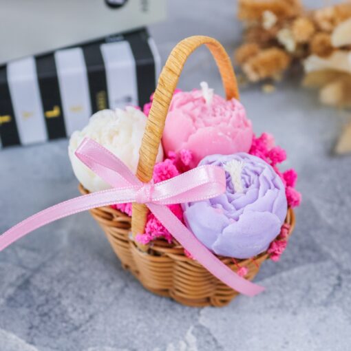 Blumenkorb 3 Blumen Kerzen aus Rapswachs  - Geschenk Mitbringsel Geburtstag – Bild 7