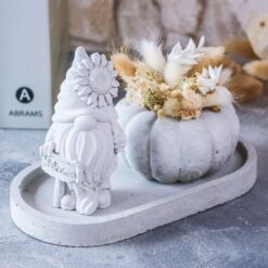 Deko Set Herbst mit ovalem Tablett aus Beton