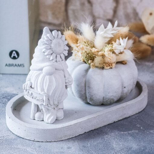 Deko Set Herbst mit ovalem Tablett aus Beton