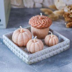 Deko Set Herbst mit quadratischem Tablett aus Beton