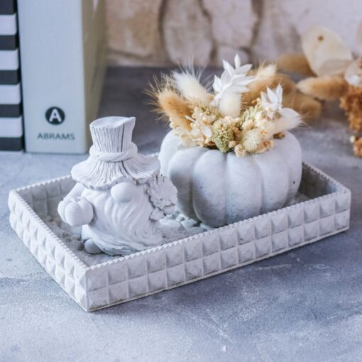 Deko Set Herbst mit eckigem Tablett aus Beton – Bild 2