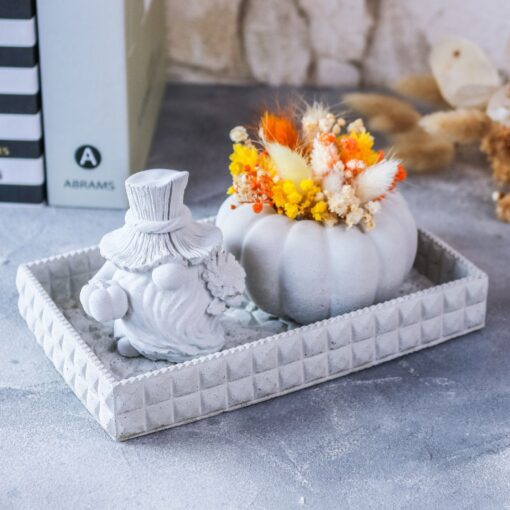 Deko Set Herbst mit eckigem Tablett aus Beton – Bild 3