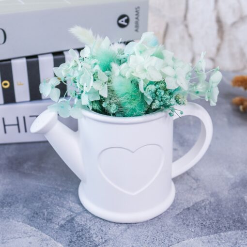 Giesskanne aus Raysin - dekoriert mit Trockenblumen - Deko Hygge Geschenk Mitbringsel – Bild 5