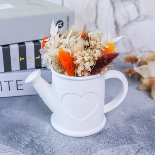 Giesskanne aus Raysin - dekoriert mit Trockenblumen - Deko Hygge Geschenk Mitbringsel – Bild 7