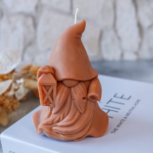 Wichtel Kerze Herbst - handgemacht aus Rapswachs - Deko Halloween – Bild 6