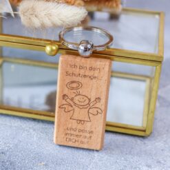 Schlüsselanhänger Schutzengel Holz Geschenk Mitbringsel Führerschein Geburt