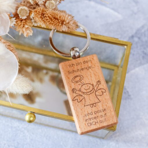 Schlüsselanhänger Schutzengel Holz Geschenk Mitbringsel Führerschein Geburt – Bild 3