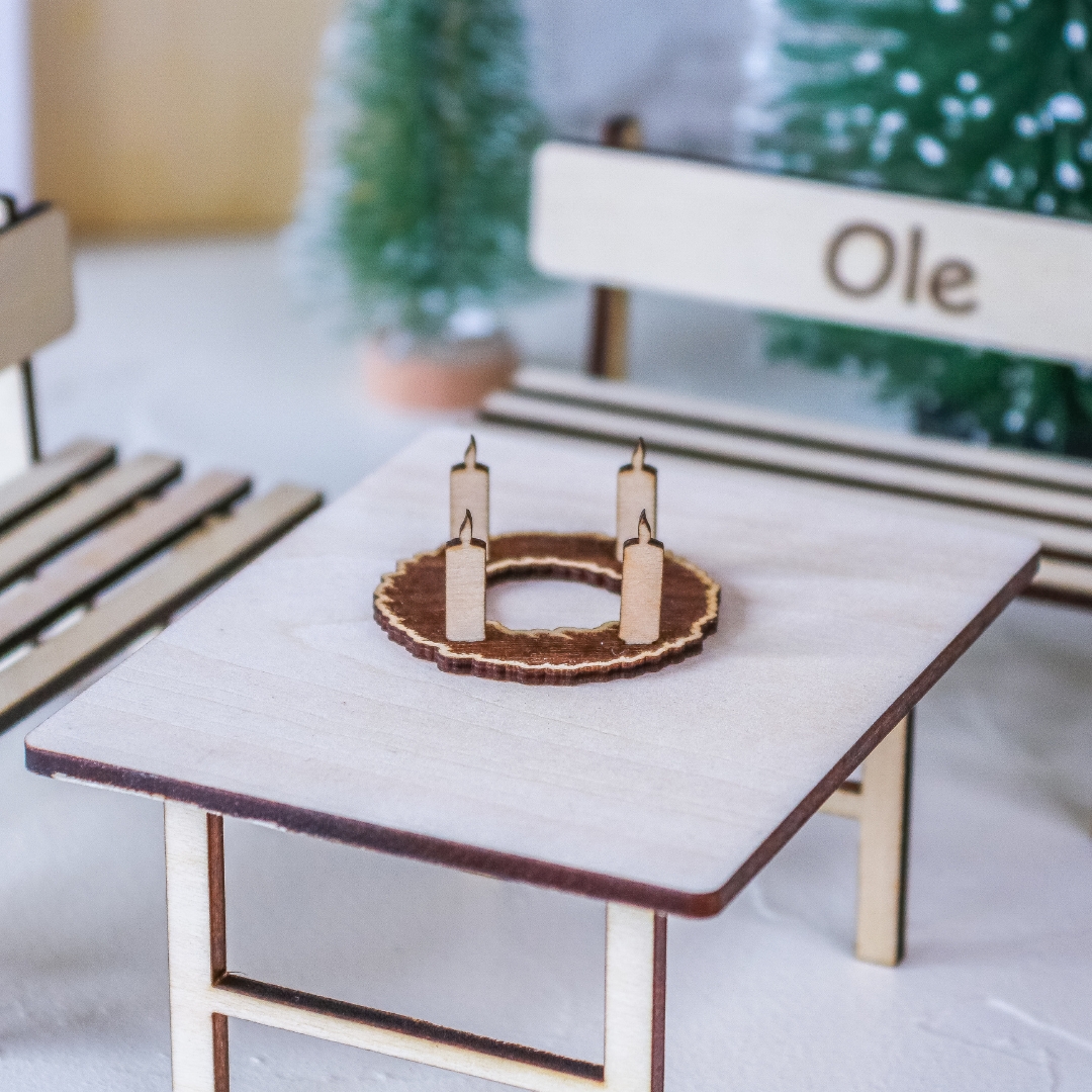 Adventskranz aus Holz für Wichtel Zubehör Wichtelhaus Wichteltür – Bild 2