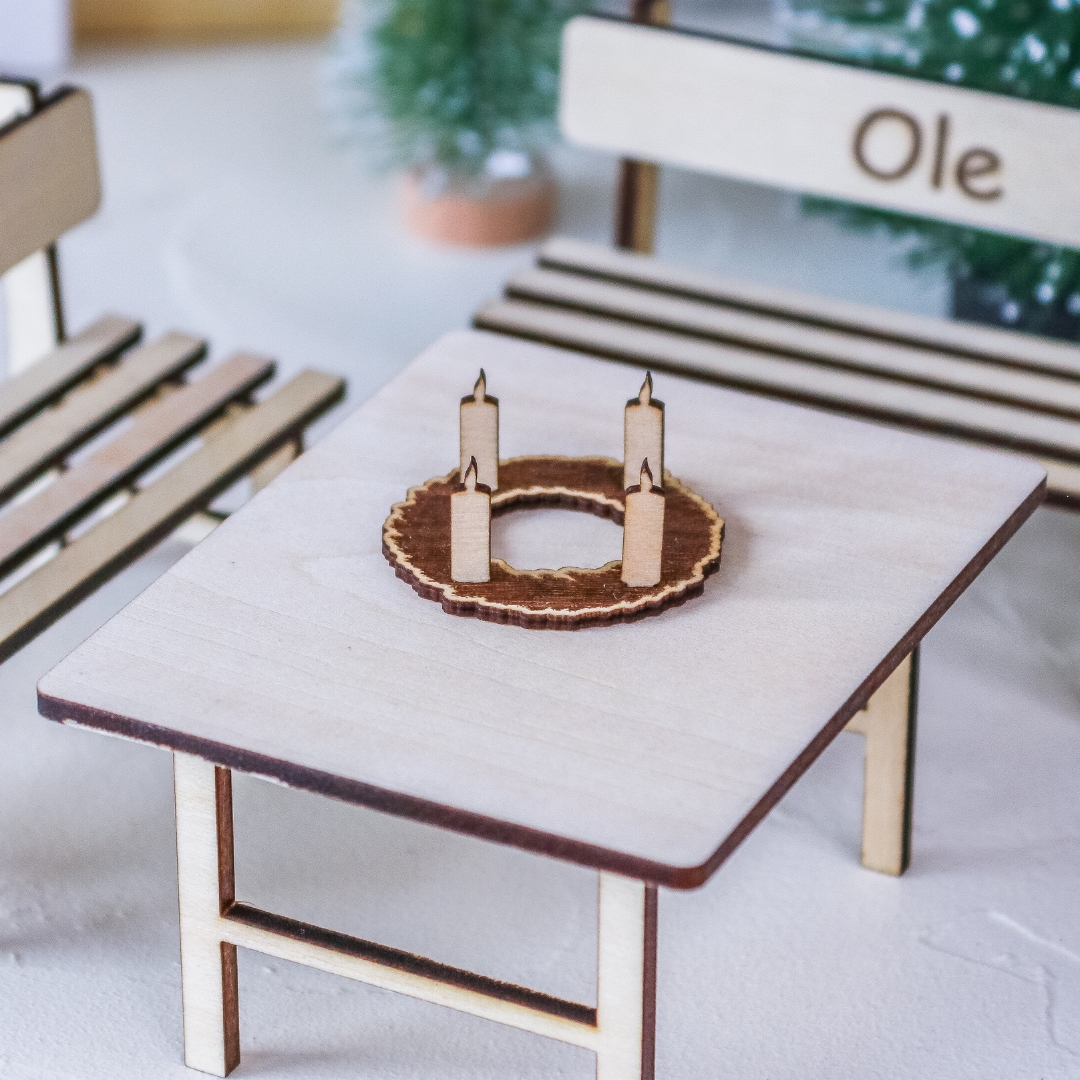 Adventskranz aus Holz für Wichtel Zubehör Wichtelhaus Wichteltür – Bild 3