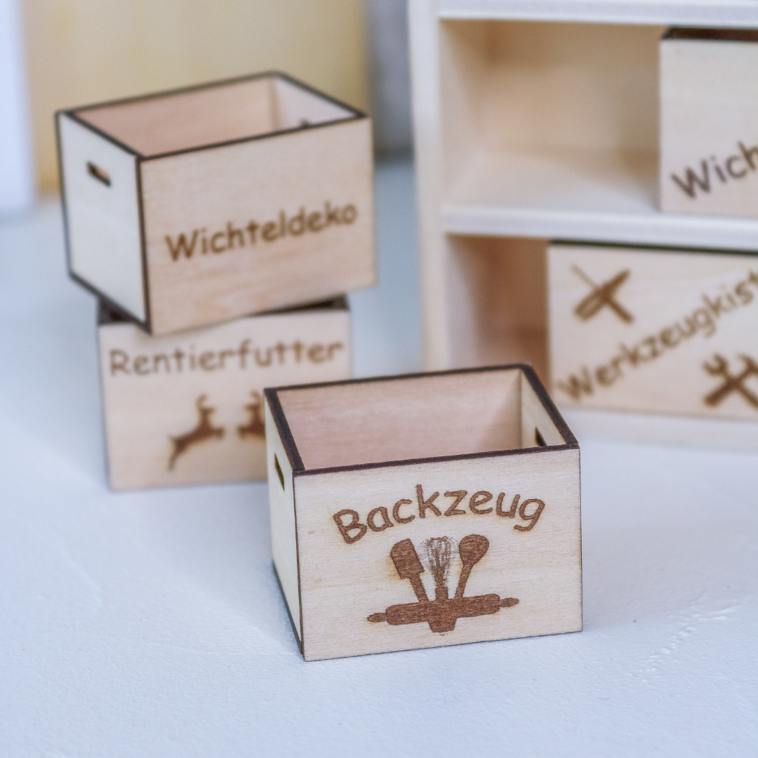 Holzkiste zur Aufbewahrung für Wichtel Zubehör Wichtelhaus Wichteltür – Bild 3