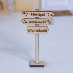 Wegweiser aus Holz für Wichtel Zubehör Wichtelhaus Wichteltür