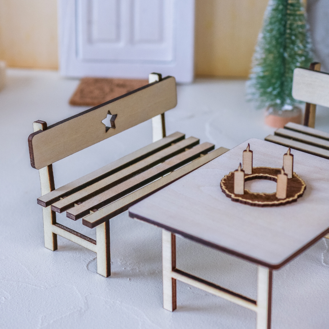 Adventskranz aus Holz für Wichtel Zubehör Wichtelhaus Wichteltür – Bild 4