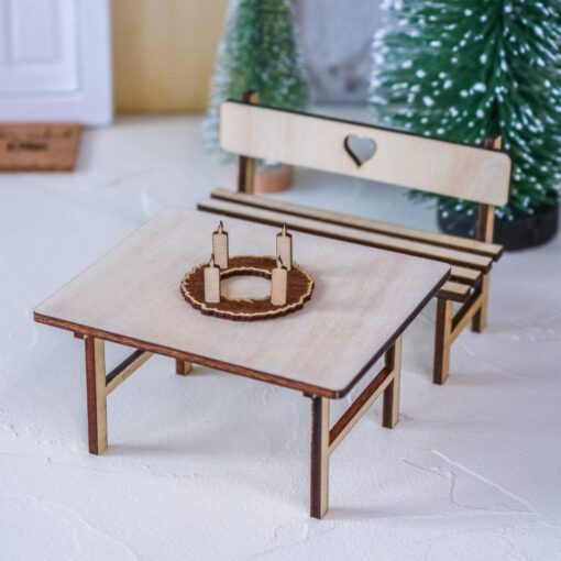 Bank aus Holz für Wichtel Zubehör Wichtelhaus Wichteltür – Bild 3