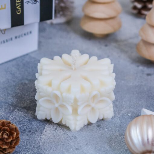 Winter Schneeflocke Kerze Rapswachs Geschenkideen Weihnachten – Bild 2