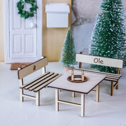 Bank aus Holz für Wichtel Zubehör Wichtelhaus Wichteltür – Bild 8
