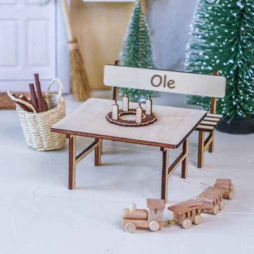 Bank aus Holz für Wichtel Zubehör Wichtelhaus Wichteltür – Bild 6