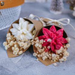 Blumenstrauss Weihnachtsstern Kerze Rapswachs - Geschenk Weihnachten Mitbringsel