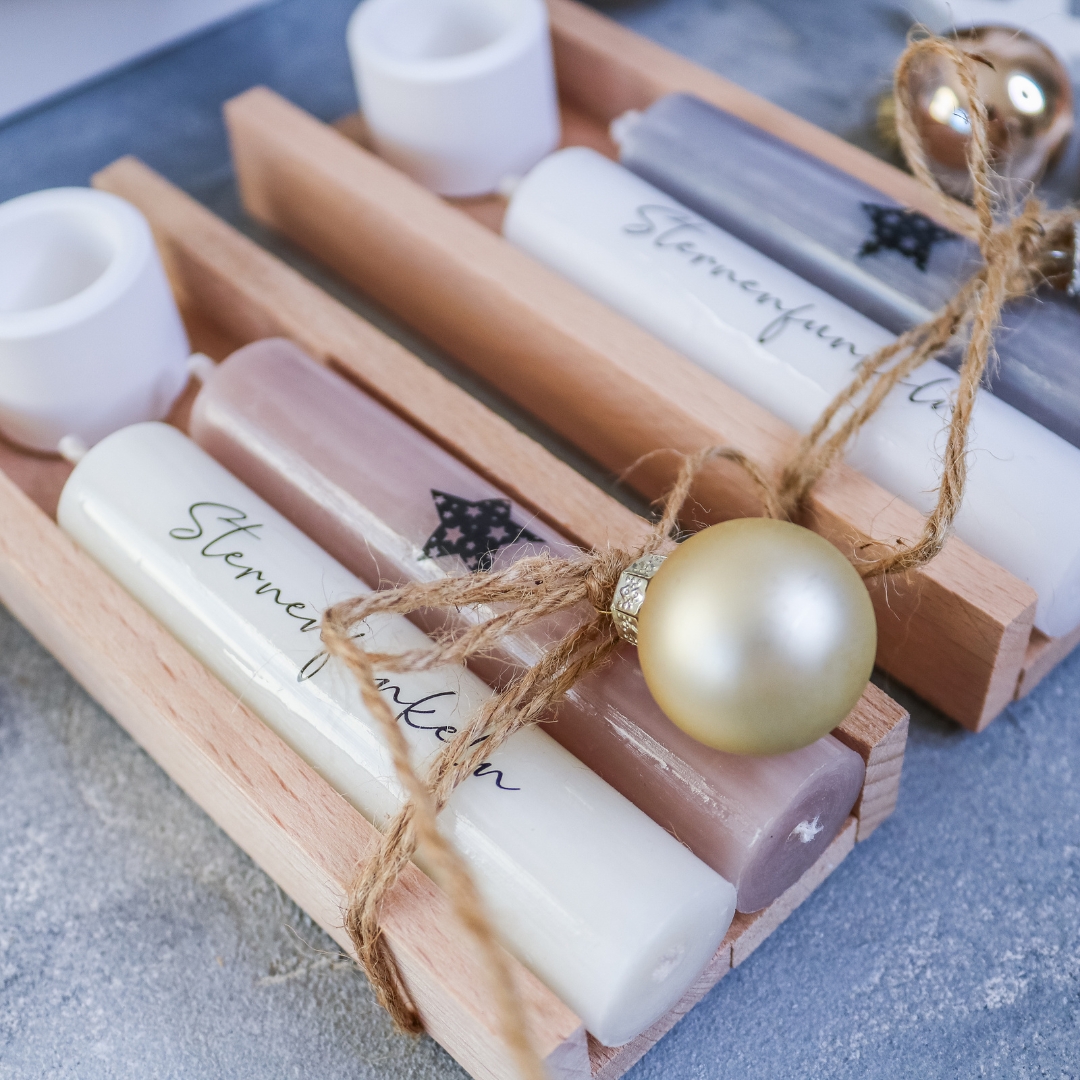 Sternenfunkeln Geschenkset Winter Weihnachten mit Stabkerze - Farbauswahl – Bild 4