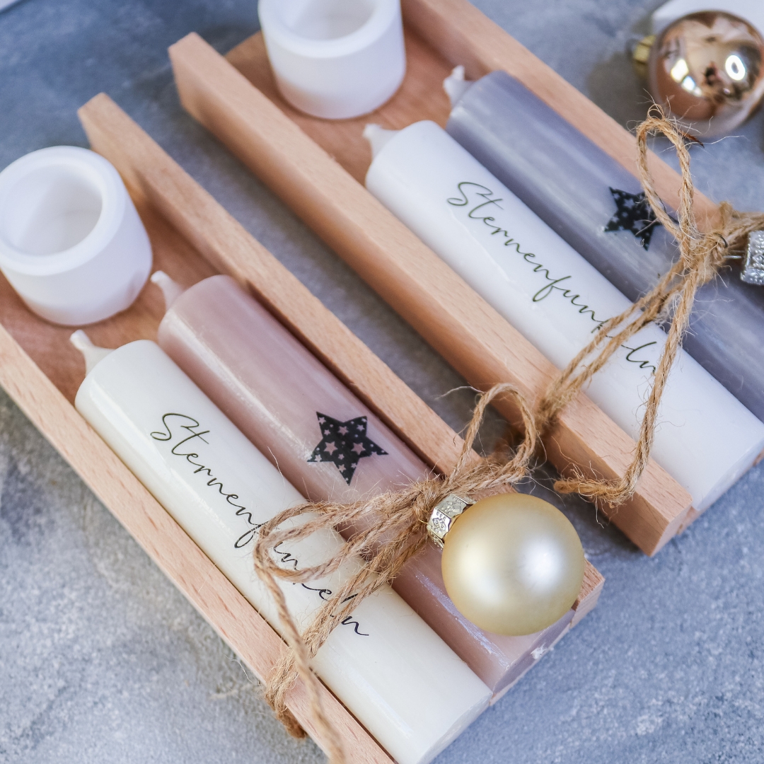 Sternenfunkeln Geschenkset Winter Weihnachten mit Stabkerze - Farbauswahl – Bild 5