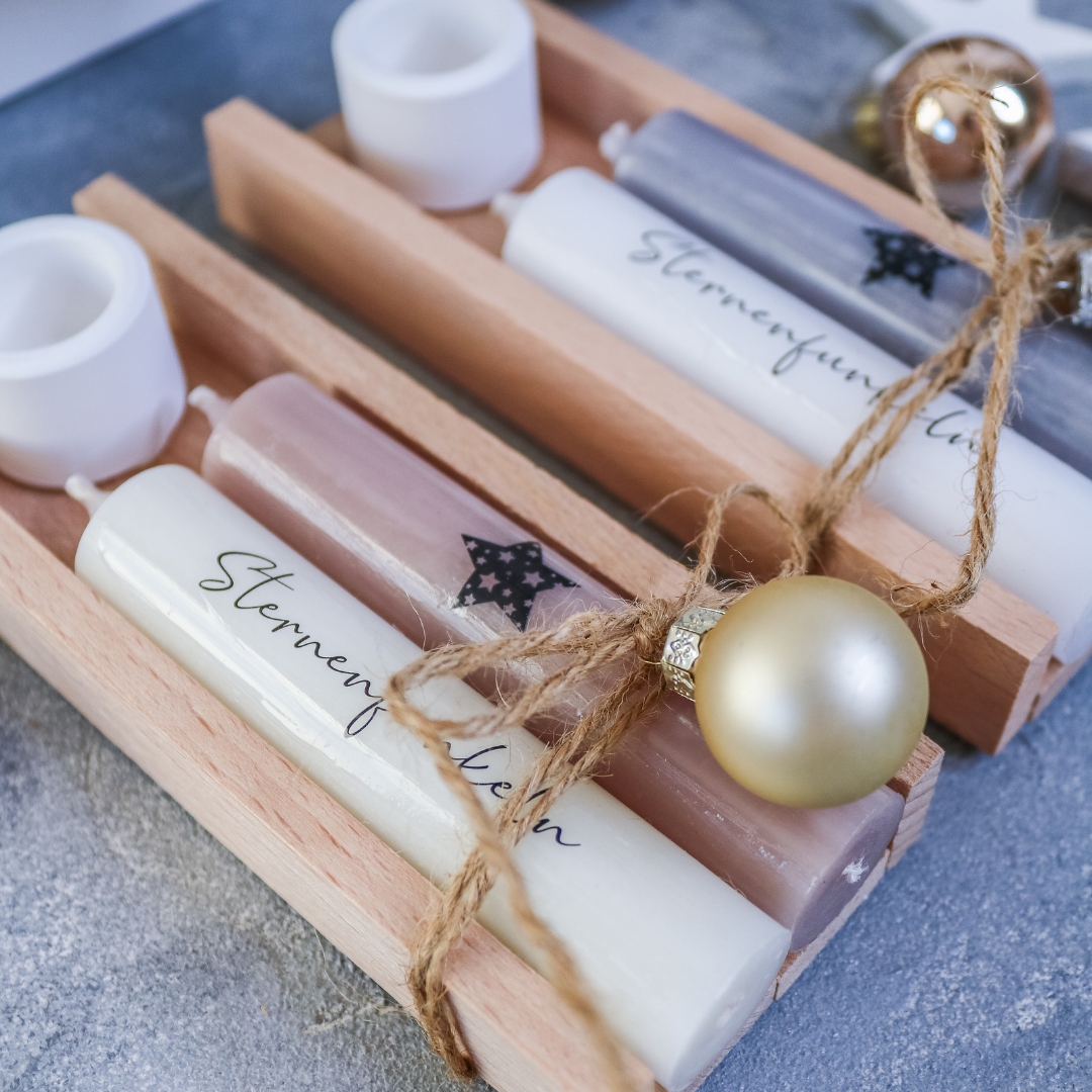 Sternenfunkeln Geschenkset Winter Weihnachten mit Stabkerze - Farbauswahl – Bild 6