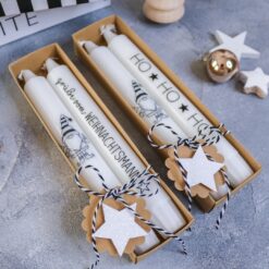 2 Stabkerzen Weihnachtsmann+ Verpackung - Geschenkset Mitbringsel Weihnachten