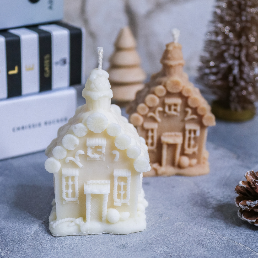 Winterhaus Kerze Rapswachs Geschenkidee Winter Weihnachten – Bild 3