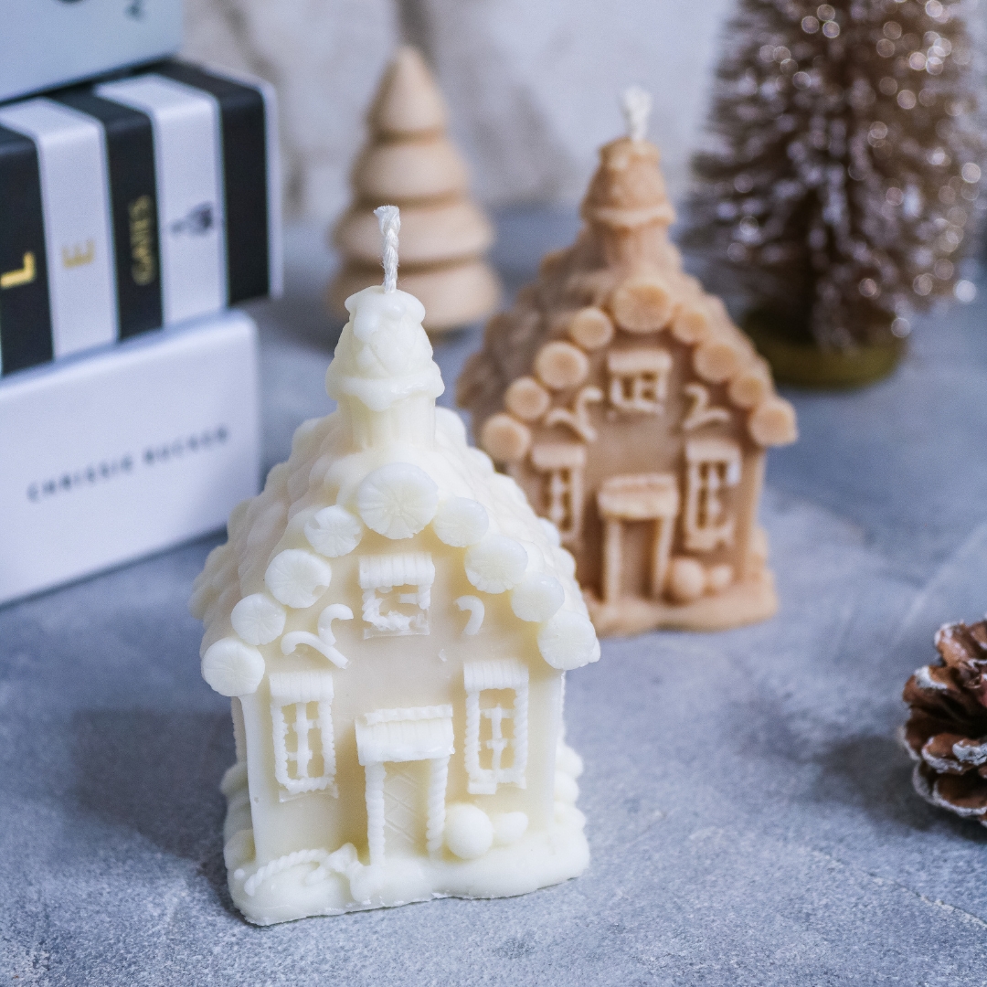 Winterhaus Kerze Rapswachs Geschenkidee Winter Weihnachten – Bild 2