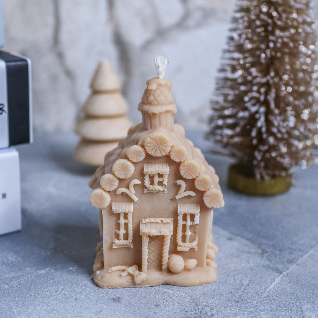 Winterhaus Kerze Rapswachs Geschenkidee Winter Weihnachten – Bild 4