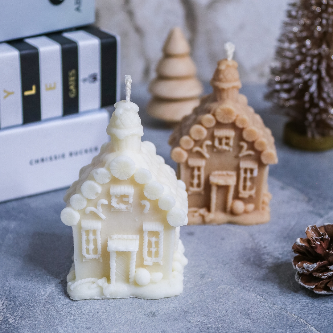 Winterhaus Kerze Rapswachs Geschenkidee Winter Weihnachten