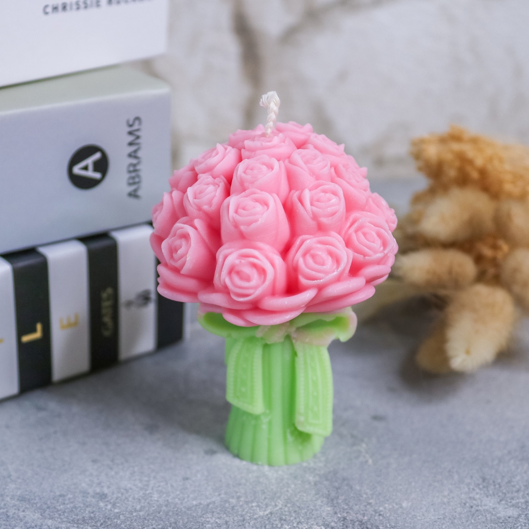 Blumenstrauss Kerze handgemacht aus Rapswachs Dekoration Hygge Frühling Ostern – Bild 2