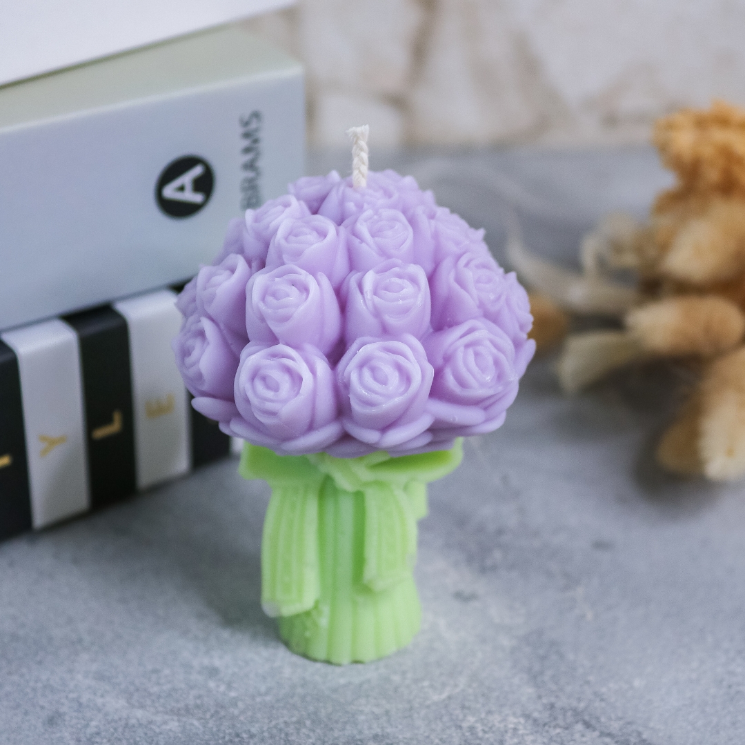 Blumenstrauss Kerze handgemacht aus Rapswachs Dekoration Hygge Frühling Ostern – Bild 4