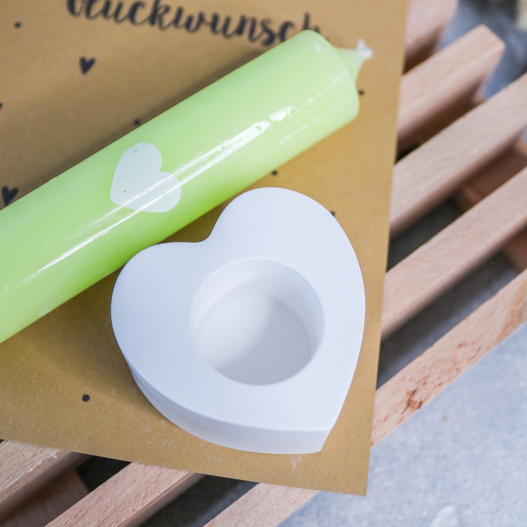 Herzlichen Glückwunsch Geschenkset mit Stabkerze und Herz Kerzenständer - Mitbringsel Geburtstag – Bild 4