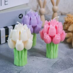 Tulpenstrauss Kerze handgemacht aus Rapswachs Dekoration Hygge Frühling Ostern (Kopie