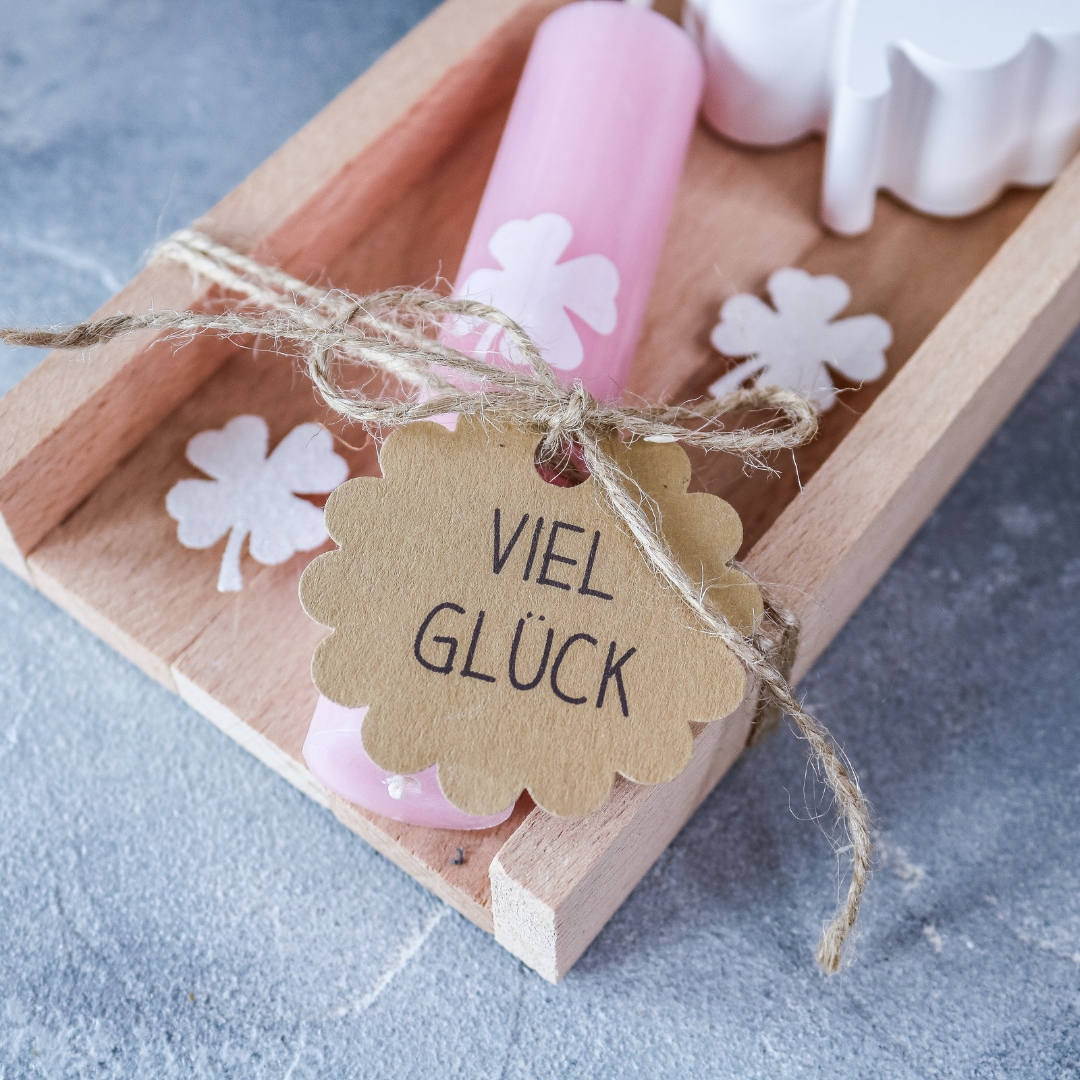 Glück Stabkerze Geschenkset mit Kleeblatt Kerzenständer - Geburtstag Glücksbringer – Bild 7