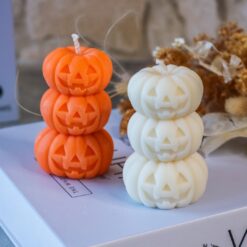 Halloween Kürbis Kerze - handgemacht aus Rapswachs - Deko Herbst