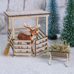 Rentierstall aus Holz - Zubehör Wichtelhaus Wichteltür - Stall Bausatz DIY