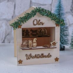 Wichtelbude Wichtel Weihnachtsmarkt personalisiert aus Holz - Zubehör Wichtelhaus - Bausatz DIY