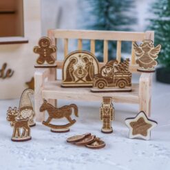 Zubehör aus Holz für Wichtelbude - Wichtel Zubehör Wichtelhaus Wichteltür Weihnachtsmarkt