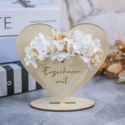 Erzieherin Lehrerin Abschied Geschenk Herz mit Trockenblumen - Abschiedsgeschenk Kindergarten Schule – Bild 5