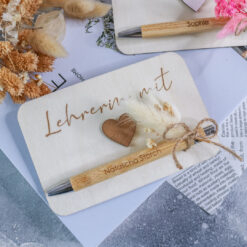 Kugelschreiber mit Geschenkkarte - personalisiert mit Name - Geschenk Lehrerin Erzieherin Abschied Schule Kindergarten – Bild 7