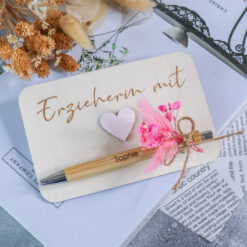Kugelschreiber mit Geschenkkarte - personalisiert mit Name - Geschenk Lehrerin Erzieherin Abschied Schule Kindergarten – Bild 2
