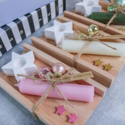 Weihnachten Geschenkset Winter mit Stern Kerzenständer - Farbauswahl